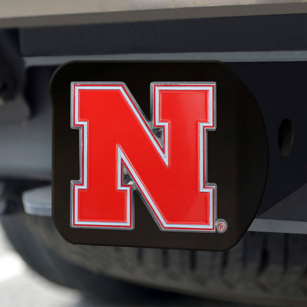Nebraska Cornhuskers Black Metal Hitch Cover - 3D Color Emblem Nebraska Cornhuskers Black Metal Hitch Cover - 3D Color Emblem