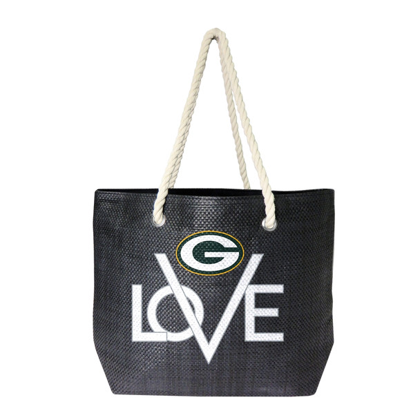 Green Bay Packers Love Tote Bag NFL Fan Tote Travel Shopping Bag