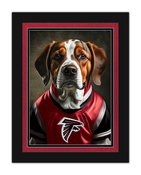 Atlanta Falcons Dog in Team Jersey 12x16