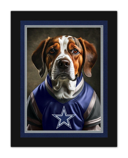 Dallas Cowboys Dog in Team Jersey 12x16