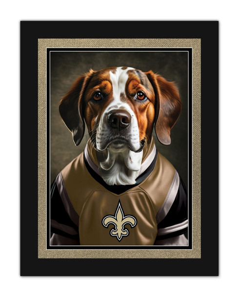 New Orleans Saints Dog in Team Jersey 12x16
