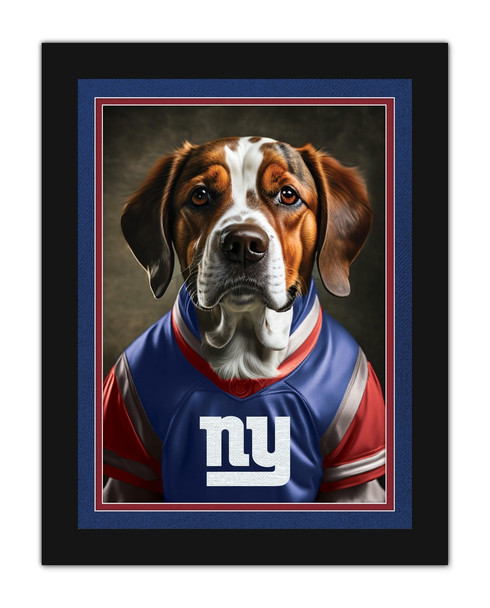 New York Giants Dog in Team Jersey 12x16