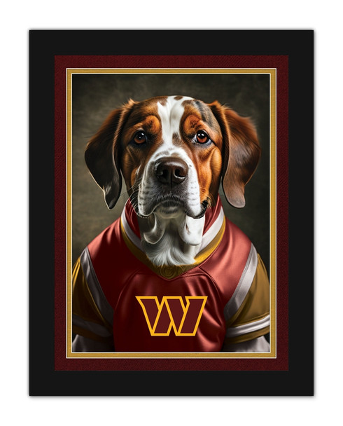 Washington Commanders Dog in Team Jersey 12x16