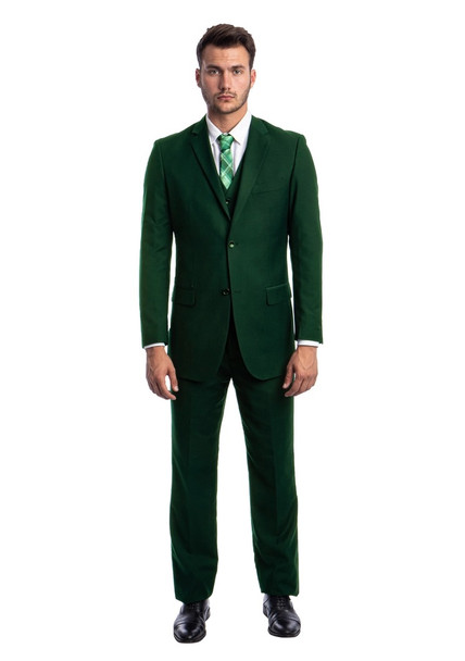 Men's Modern Fit 3-Piece Suit - Olive