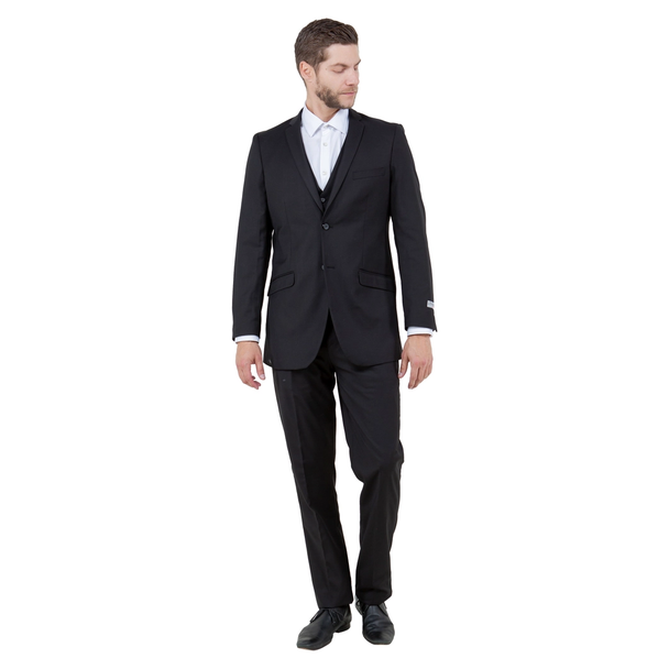 Tazzio Men's Modern Fit 3-Piece Suit - Black