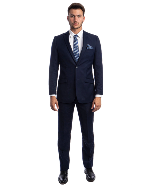 Mens 2-Piece Slim Fit Coat & Trousers Suit - Navy Blue