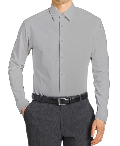 Men's Long Sleeve Button Down Dress Shirt - Light Grey