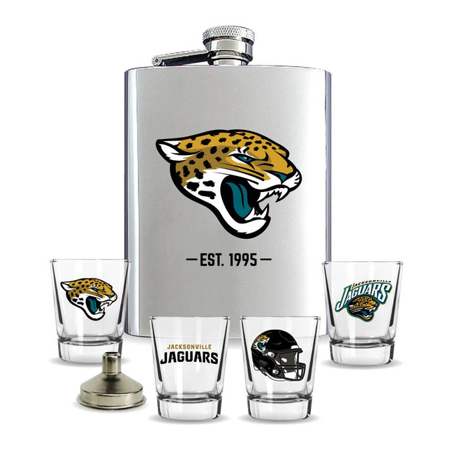 Jacksonville Jaguars Flask Gift Set Stainless Steel Barware NFL Fan Gift
