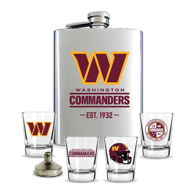 Washington Commanders Flask Gift Set Stainless Steel Barware NFL Fan Gift