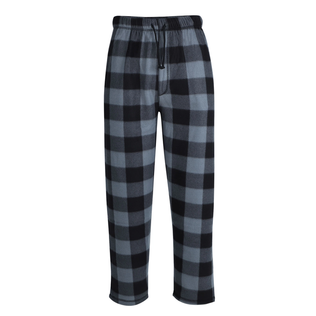 Men's Plaid Fleece Pajama Pant Black / Gray