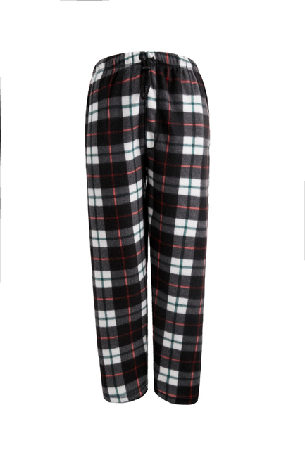 Men's Plaid Fleece Pajama Pant Black / Red / White / Green