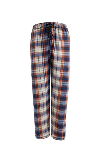Men's Plaid Fleece Pajama Pant Orange / Blue Plus Size
