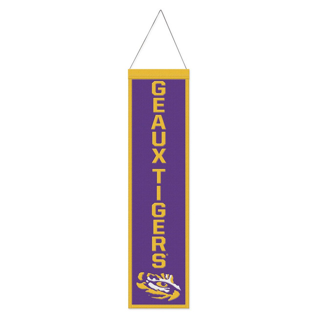 LSU Tigers Banner Wool 8x32 Heritage Slogan Design