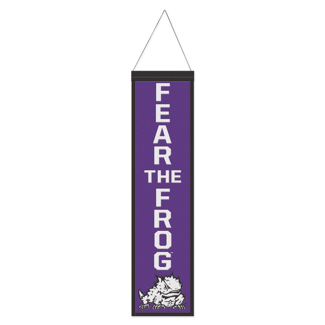 TCU Horned Frogs Banner Wool 8x32 Heritage Slogan Design