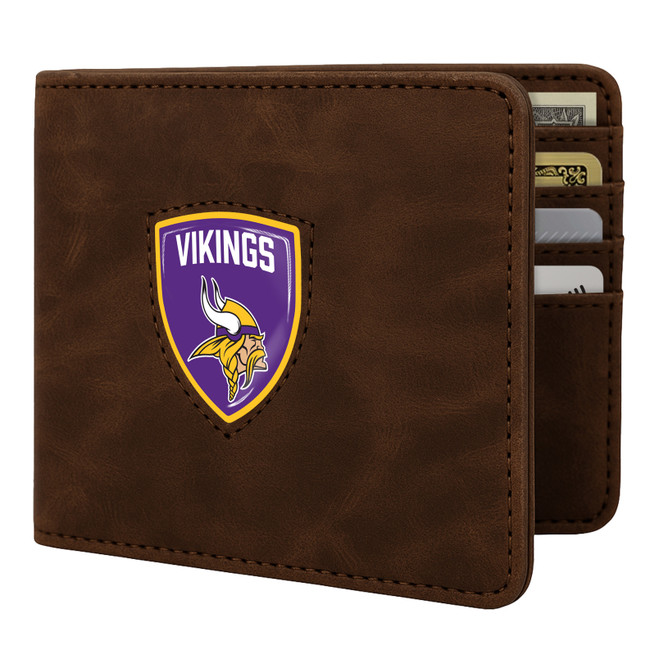Minnesota Vikings Shield Wallet - Brown
