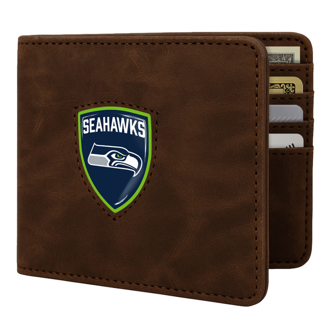 Seattle Seahawks Shield Wallet - Brown
