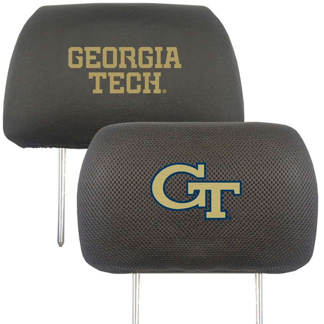 Georgia Tech Yellow Jackets Embroidered Head Rest Cover Set - 2 Pieces