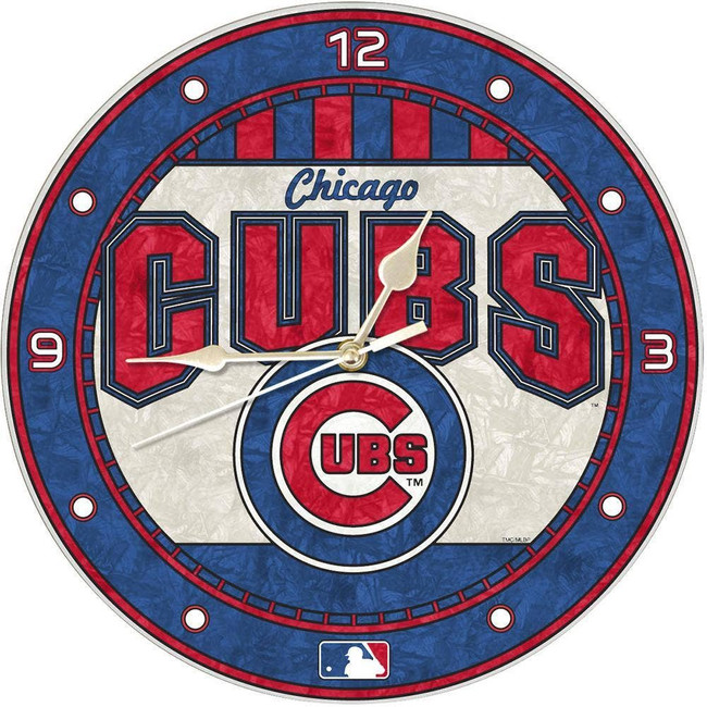 Chicago Cubs 12" Art Glass Clock