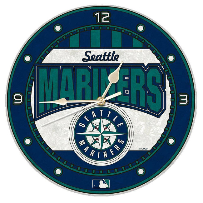 Seattle Mariners 12" Art Glass Clock