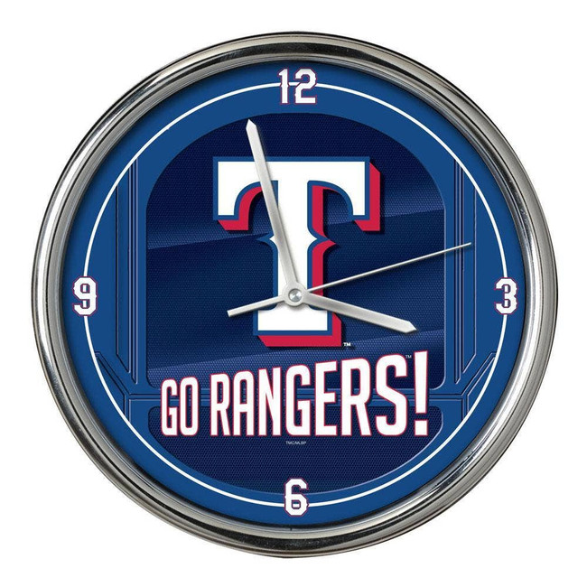 Texas Rangers Go Team! Chrome Clock