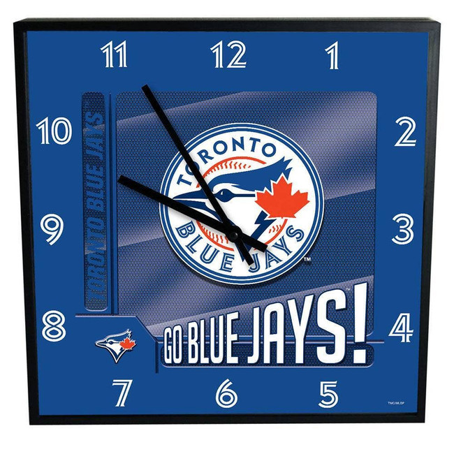 Toronto Blue Jays 12" Square Carbon Fiber Clock