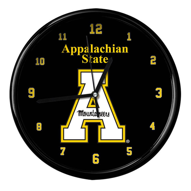 Appalachian State Mountaineers 12" Team Black Rim Clock