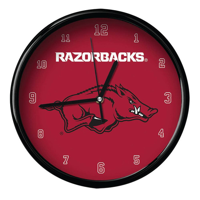 Arkansas Razorbacks 12" Team Black Rim Clock