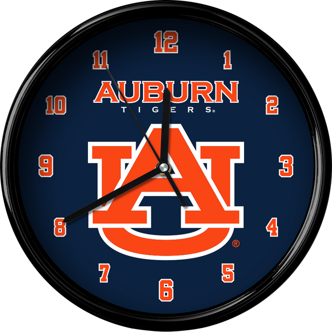 Auburn Tigers 12" Team Black Rim Clock
