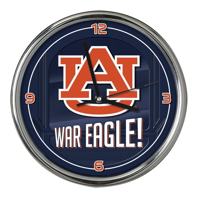 Auburn Tigers Go Team! Chrome Clock