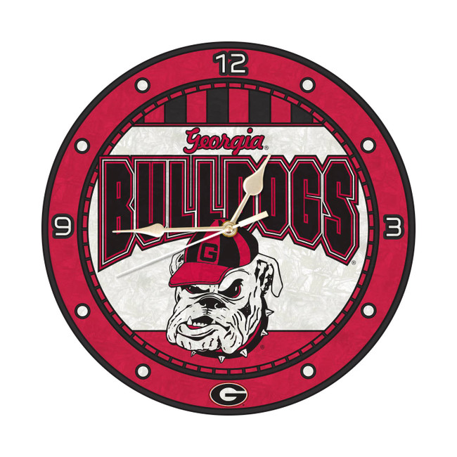 Georgia Bulldogs 12" Art Glass Clock