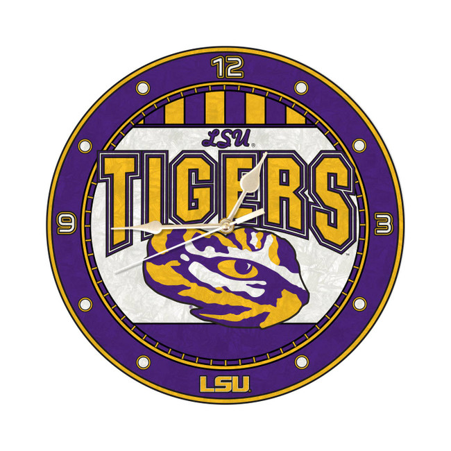 LSU Tigers 12" Art Glass Clock