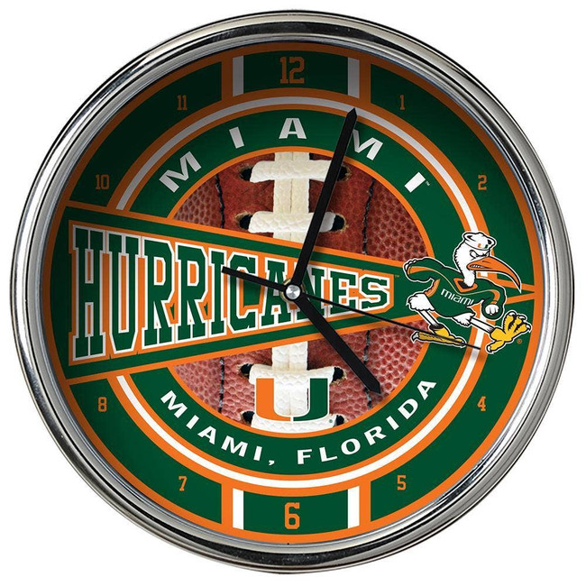 Miami Hurricanes Chrome Clock