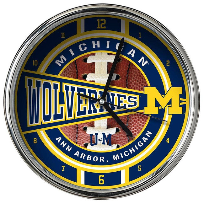 Michigan Wolverines Chrome Clock