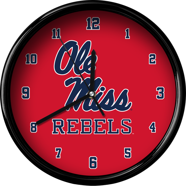 Mississippi Ole Miss Rebels 12" Team Black Rim Clock