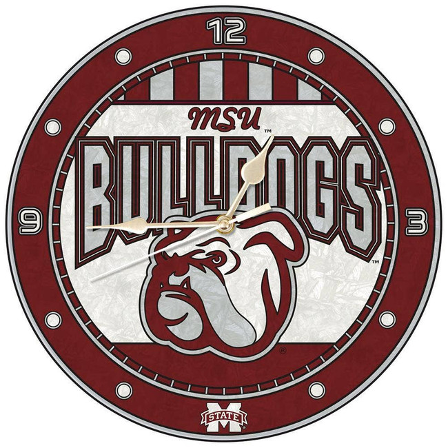 Mississippi State 12" Art Glass Clock