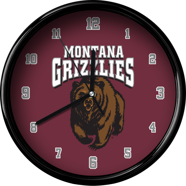 Montana Grizzlies 12" Team Black Rim Clock
