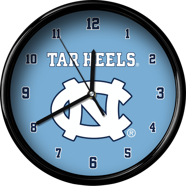 North Carolina Tar Heels 12" Team Black Rim Clock