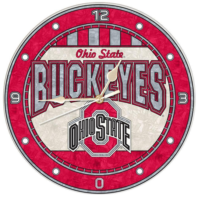 Ohio State Buckeyes 12" Art Glass Clock