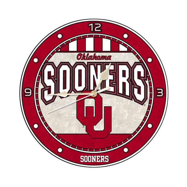 Oklahoma Sooners 12" Art Glass Clock
