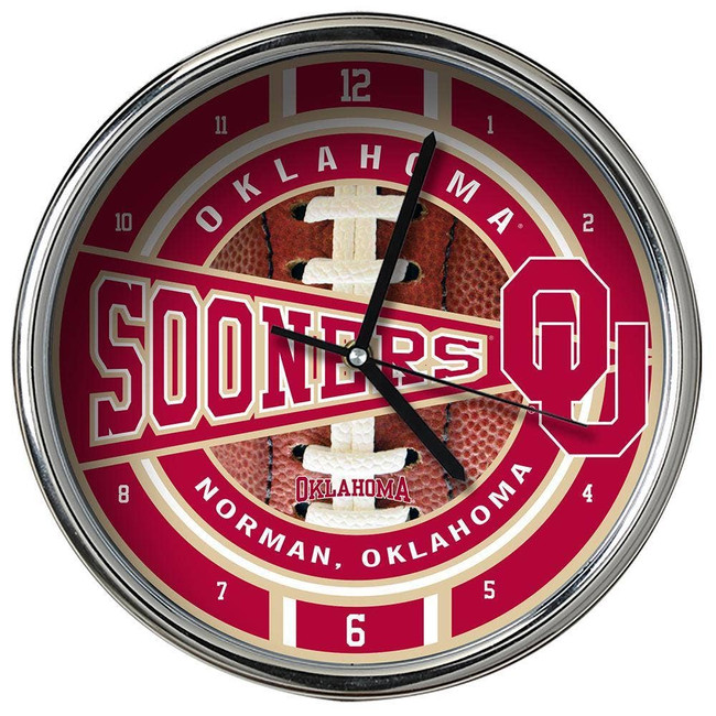 Oklahoma Sooners Chrome Clock