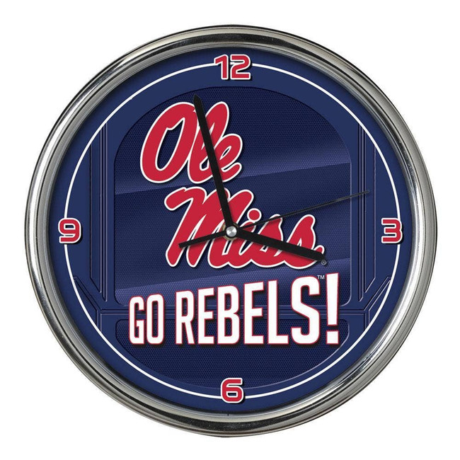 Ole Miss Rebels Go Team! Chrome Clock