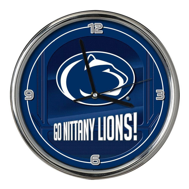 Penn State Nittany Lions Go Team! Chrome Clock