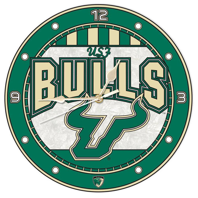 South Florida Bulls 12" Art Glass Clock