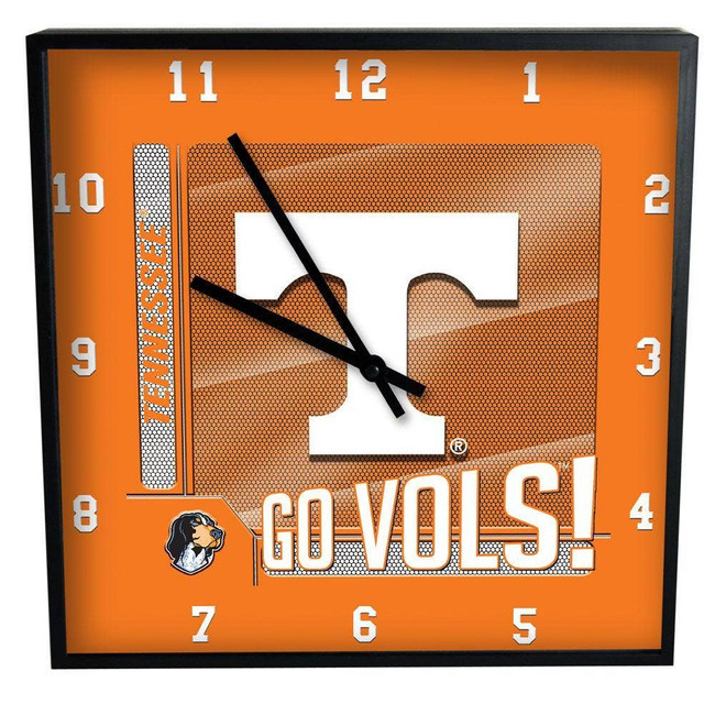 Tennessee Orange 12" Square Carbon Fiber Clock