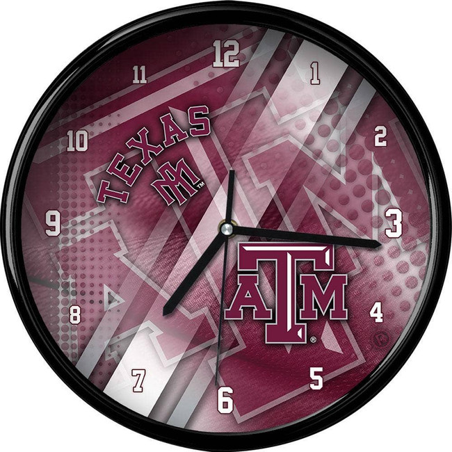Texas A&M Aggies Black Rim Clock Diamond Plate