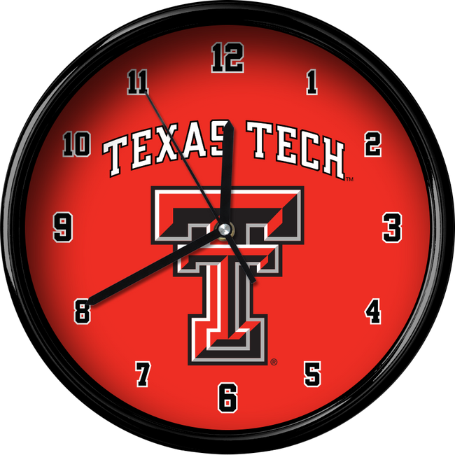 Texas Tech Red Raiders 12" Team Black Rim Clock
