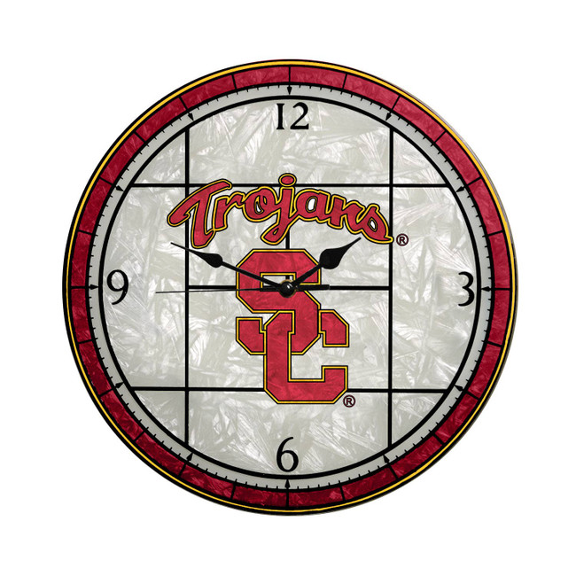 USC Trojans 12" Art Glass Clock