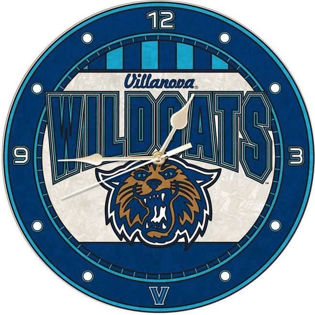 Villanova Wildcats 12" Art Glass Clock