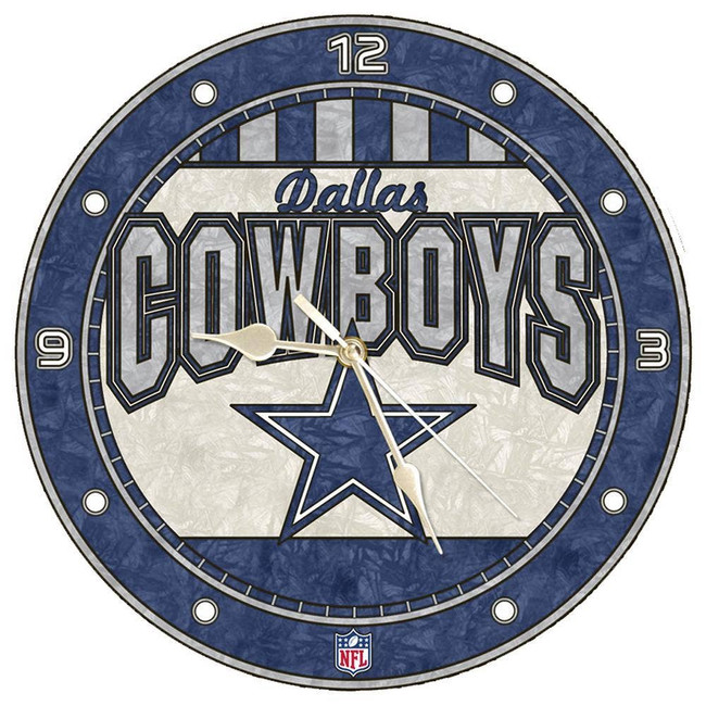 Dallas Cowboys 12" Art Glass Clock