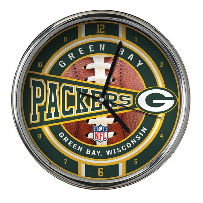 Green Bay Packers Chrome Clock